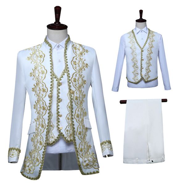 men s suits blazers mens 3 piece medieval embroidered jacket vest pants royal court wedding european retro dress costumes 230508, White;black
men s suits blazers mens 3 piece medieval embroidered jacket vest pants royal court wedding european retro dress costumes 230508, White;black