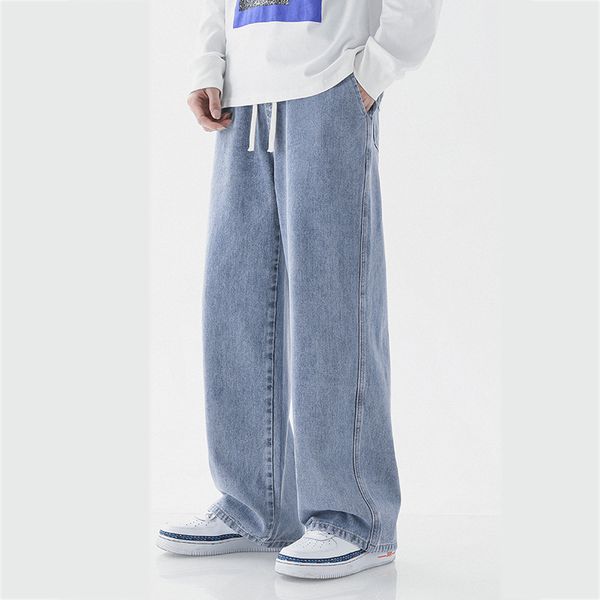 jeans men's spring loose straight ins high street elastic waist casual wide leg pants, Blue
jeans men's spring loose straight ins high street elastic waist casual wide leg pants, Blue