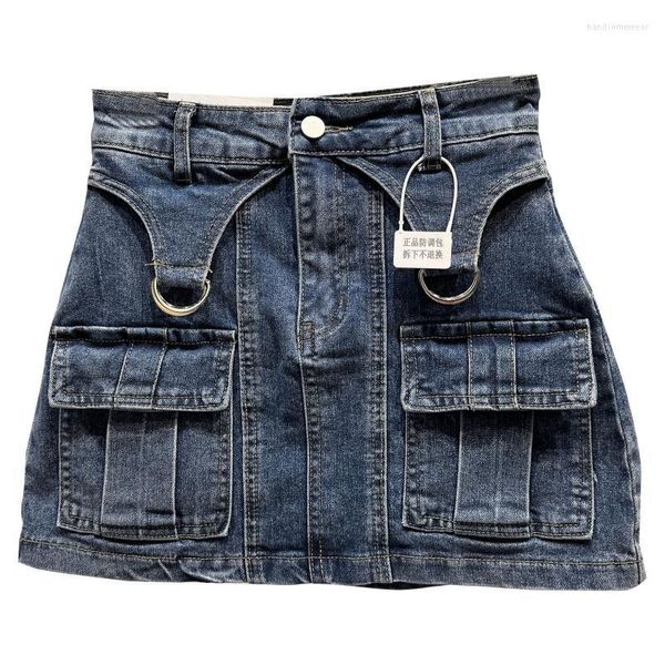 spring metal ring cargo pocket design washed denim hip-wrapped short skirt women a- line sheath jean mini skirt street, Black
spring metal ring cargo pocket design washed denim hip-wrapped short skirt women a- line sheath jean mini skirt street, Black