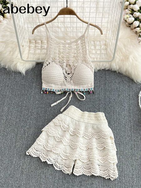 women's swimwear 2022 summer ladies tassel crotchet camis + shorts chic 2pcs beach suit holiday set y23, White;black
women's swimwear 2022 summer ladies tassel crotchet camis + shorts chic 2pcs beach suit holiday set y23, White;black