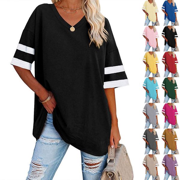 women's t-shirt y2k spring/summer short sleeve women t-shirt black loose casual pullover half sleeve v-neck contrast t-shirt 230508, White
women's t-shirt y2k spring/summer short sleeve women t-shirt black loose casual pullover half sleeve v-neck contrast t-shirt 230508, White