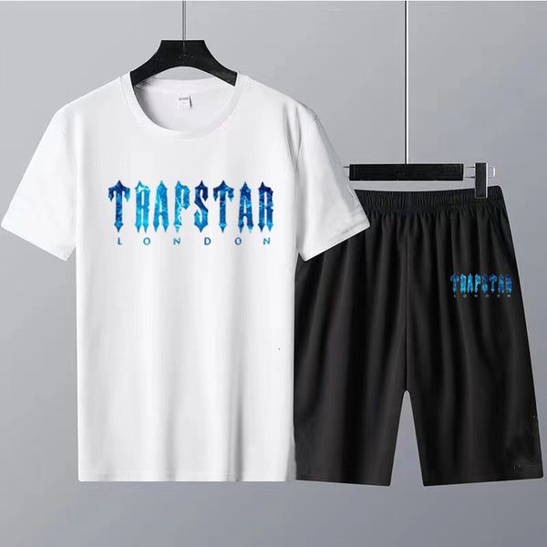 men's tracksuits summer trapstar t shirt and shorts set luxury brand cotton men's t-shirt print 2 piece suit women's tracksui, Gray