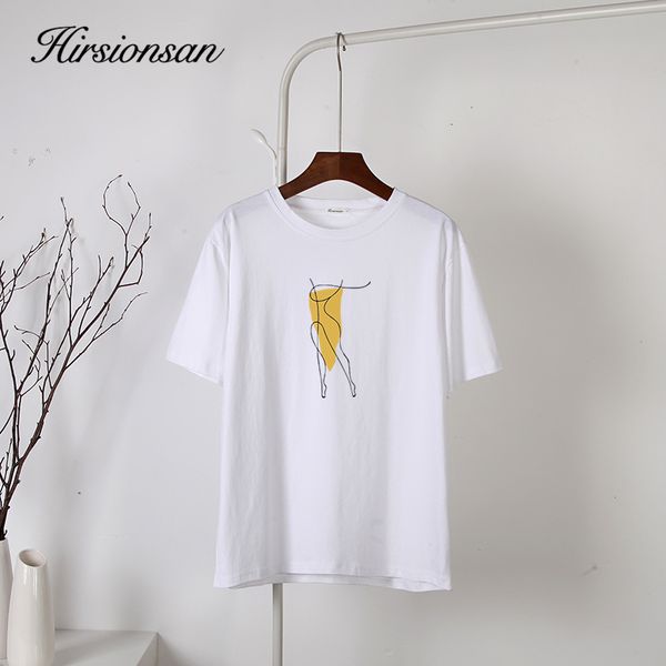 women's t-shirt hirsionsan simple line printed t shirt women summer loose aesthetic graphic tee cotton casual short sleeves female 230, White
women's t-shirt hirsionsan simple line printed t shirt women summer loose aesthetic graphic tee cotton casual short sleeves female 230, White