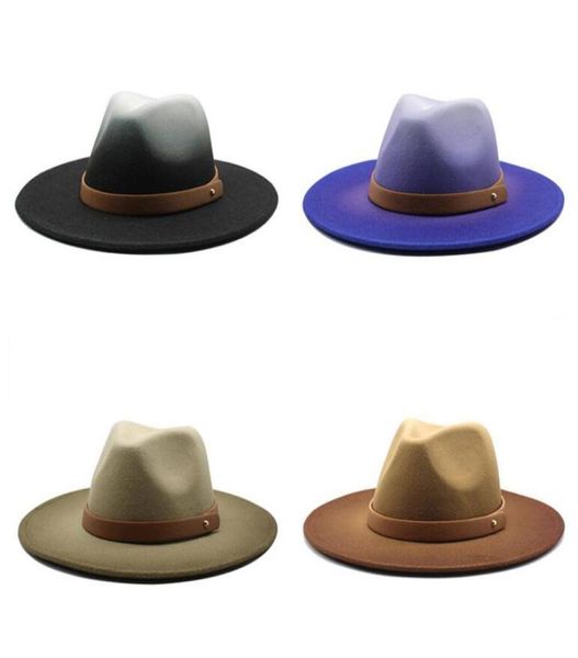 new gradient felt fedora hats men women spraypainted jazz caps fashion panama cap imitation wool brim hat man mens church party h6570517, Blue;gray
new gradient felt fedora hats men women spraypainted jazz caps fashion panama cap imitation wool brim hat man mens church party h6570517, Blue;gray