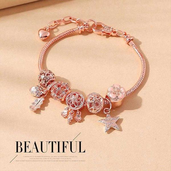 temperament famous brand hollow jeweled diy panjia bracelet rose gold five pointed star flower, Golden;silver
temperament famous brand hollow jeweled diy panjia bracelet rose gold five pointed star flower, Golden;silver