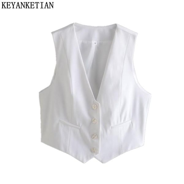 leather keyanketian women's white suit vest summer new vtie buckle slim fit short sleeveless jacket casual style asymmetric vest, Black
leather keyanketian women's white suit vest summer new vtie buckle slim fit short sleeveless jacket casual style asymmetric vest, Black