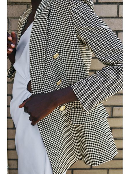 women's suits blazers autumn women's all-match lapel long-sleeved houndstooth double-breasted slim casual suit jacket 230509, White;black
women's suits blazers autumn women's all-match lapel long-sleeved houndstooth double-breasted slim casual suit jacket 230509, White;black
