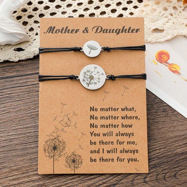 creative wax line woven bracelet personality stainless steel dandelion mother and daughter card ornament, Golden;silver
creative wax line woven bracelet personality stainless steel dandelion mother and daughter card ornament, Golden;silver