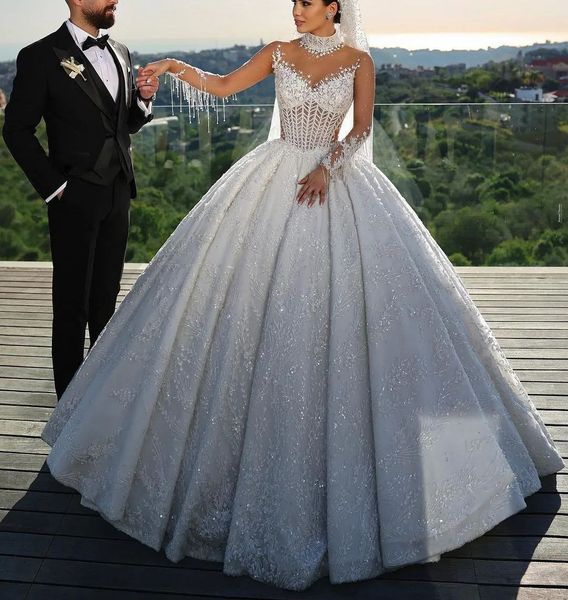 luxury ball gown wedding dresses long sleeves v neck halter sequins applique ruffles bridal gowns beads zipper formal dress plus size custom, White
luxury ball gown wedding dresses long sleeves v neck halter sequins applique ruffles bridal gowns beads zipper formal dress plus size custom, White