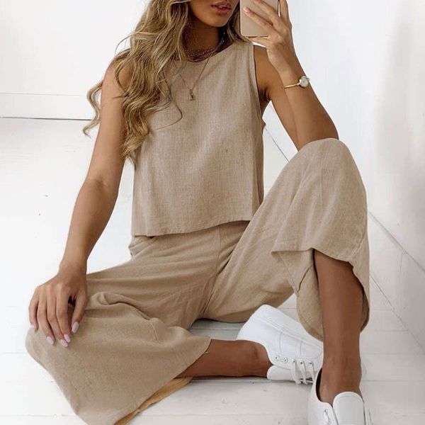 women's tanks camis spring summer women cotton linen set casual sleeveless o-neck shirt and loose pants suits spring summer solid two p, White
women's tanks camis spring summer women cotton linen set casual sleeveless o-neck shirt and loose pants suits spring summer solid two p, White