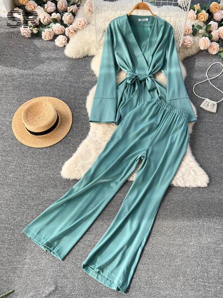 pants singreiny slash design two piece sets spring women long sleeve v neck cardigan pocket wide leg long pants fashion suits, White
pants singreiny slash design two piece sets spring women long sleeve v neck cardigan pocket wide leg long pants fashion suits, White