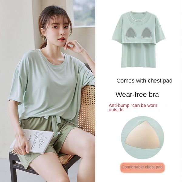 women's sleepwear print pajamas with chest pad's modal shortsleeved cropped pants female summer thin two piece sets homewear 23050, Black;red
women's sleepwear print pajamas with chest pad's modal shortsleeved cropped pants female summer thin two piece sets homewear 23050, Black;red