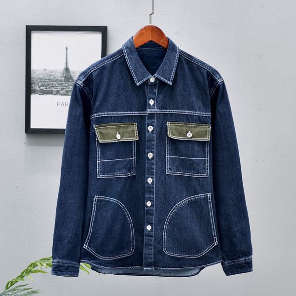 men's jackets l908 fashion men's personality stitching denim shirt jacket japan style streetwear casual loose tooling multi-pocket, Black;brown
men's jackets l908 fashion men's personality stitching denim shirt jacket japan style streetwear casual loose tooling multi-pocket, Black;brown