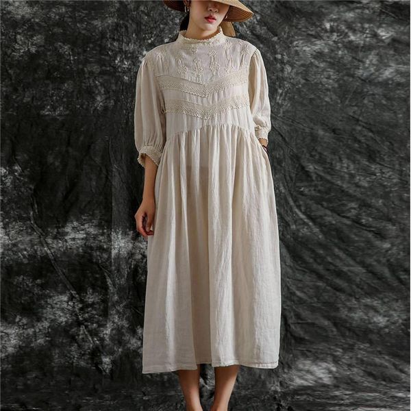 dresses johnature 2023 new vintage cotton linen embroidery loose solid color women dresses summer 3 colors lace button dress, Black;gray
dresses johnature 2023 new vintage cotton linen embroidery loose solid color women dresses summer 3 colors lace button dress, Black;gray