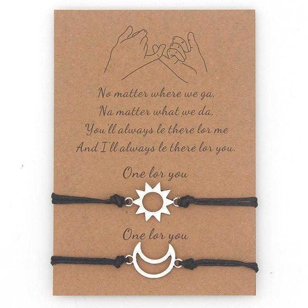 arrival couple card bracelet simple fashion moon sun woven hand strap wholesale, Golden;silver
arrival couple card bracelet simple fashion moon sun woven hand strap wholesale, Golden;silver