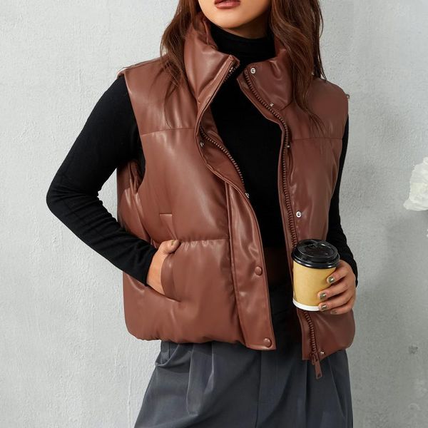 leather women fall winter puffer vests jackets warm sleeveless coats harajuku 2022 y2k clothes luxury vintage crop waistcoat streetwear, Black
leather women fall winter puffer vests jackets warm sleeveless coats harajuku 2022 y2k clothes luxury vintage crop waistcoat streetwear, Black