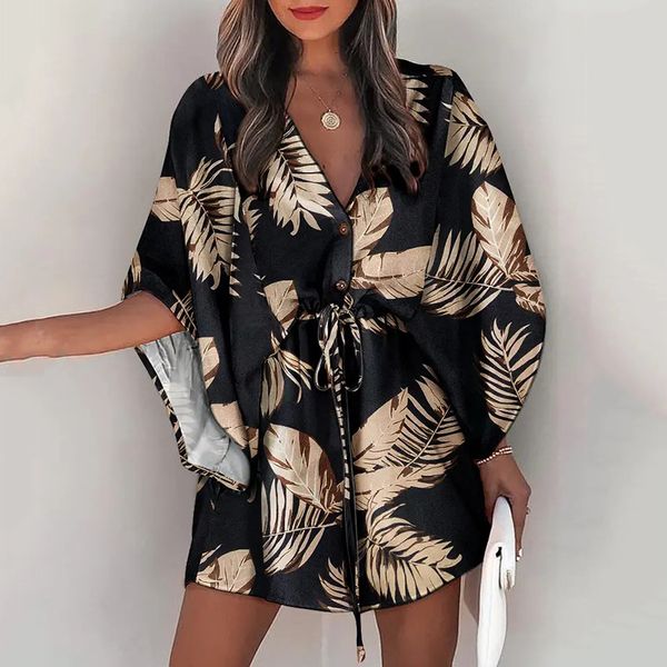 casual dresses summer casual boho dresses women's flora printed batwing sleeve lace-up dress female irregular beach mini dresses vestid, Black;gray
casual dresses summer casual boho dresses women's flora printed batwing sleeve lace-up dress female irregular beach mini dresses vestid, Black;gray