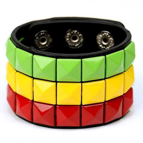 punk multi color square nail leather bracelet personality cycling bar ornament mens wide pu, Golden;silver
punk multi color square nail leather bracelet personality cycling bar ornament mens wide pu, Golden;silver