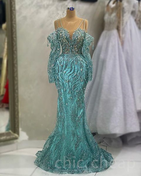 

Aso Ebi 2023 Arabic Pearls Crystals Prom Dress Sequined Lace Mermaid Evening Formal Party Second Reception Birthday Engagement Gowns Dresses Robe de Soiree SH027, Lavender
