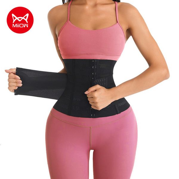 women's shapers miiow 3-piece waist trainer corset women binders shapers tummy wrap body shapewear slimming belt flat belly workout gir, Black;white