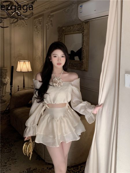 two piece dress ezgaga set women slash neck drawsting flower blouse halter shirts high waist puffy layered mini skirts solid crop 230508, White
two piece dress ezgaga set women slash neck drawsting flower blouse halter shirts high waist puffy layered mini skirts solid crop 230508, White