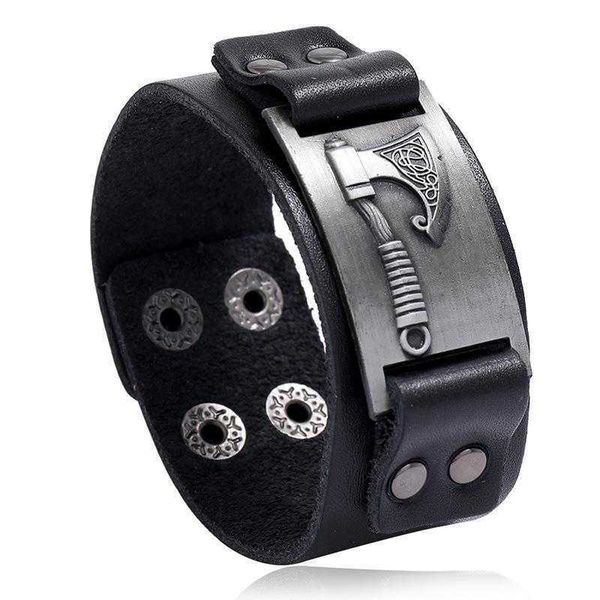 ornament nordic viking omahawk cattle leather bracelet retro simple punk mens motorcycle wide, Golden;silver
ornament nordic viking omahawk cattle leather bracelet retro simple punk mens motorcycle wide, Golden;silver
