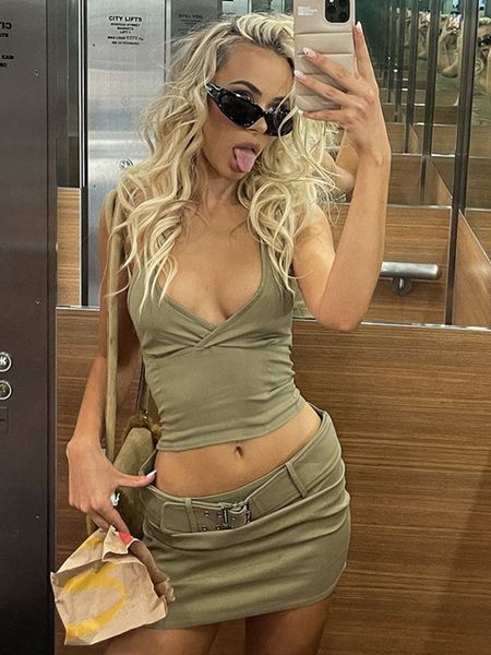 two piece dress two piece sets women summer punk club skirt sets sleeveless halter v neck tank mini skirts with belt female 2pcs sets 230509, White
two piece dress two piece sets women summer punk club skirt sets sleeveless halter v neck tank mini skirts with belt female 2pcs sets 230509, White