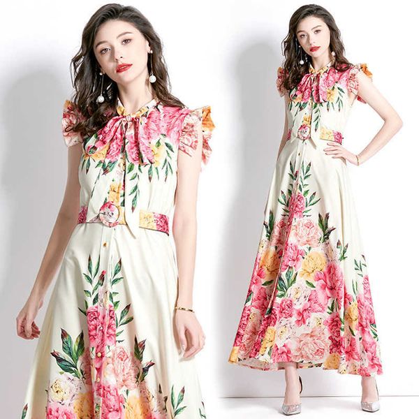 europe and america spring/summer palace 2023 style ribbon collar xiao fei sleeve long printed dress clothing ladies, Black;gray
europe and america spring/summer palace 2023 style ribbon collar xiao fei sleeve long printed dress clothing ladies, Black;gray