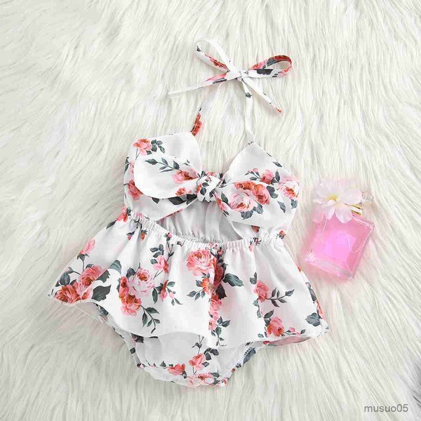 two-pieces newborn baby floral print short halter romper for infant girls sleeveless hollow out sling jumpsuit with bow-knot for summer, Blue
two-pieces newborn baby floral print short halter romper for infant girls sleeveless hollow out sling jumpsuit with bow-knot for summer, Blue
