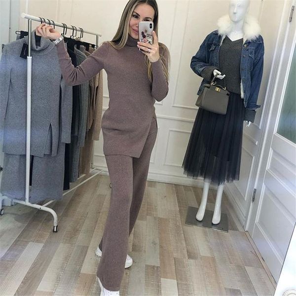 pants tyhru autumn winter women's costume comfortable solid color turtleneck pullover sweater and pants two piece set, White
pants tyhru autumn winter women's costume comfortable solid color turtleneck pullover sweater and pants two piece set, White