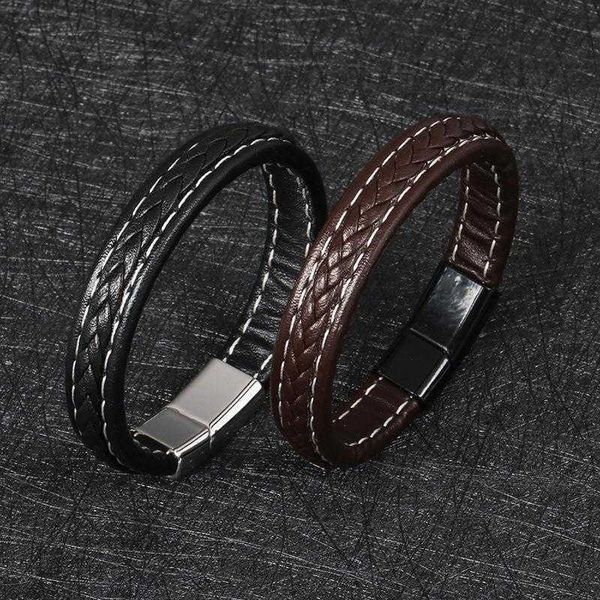 fashion stainless charm steel alloy magnetic snap hand woven wheel line leather bracelet simple, Golden;silver
fashion stainless charm steel alloy magnetic snap hand woven wheel line leather bracelet simple, Golden;silver