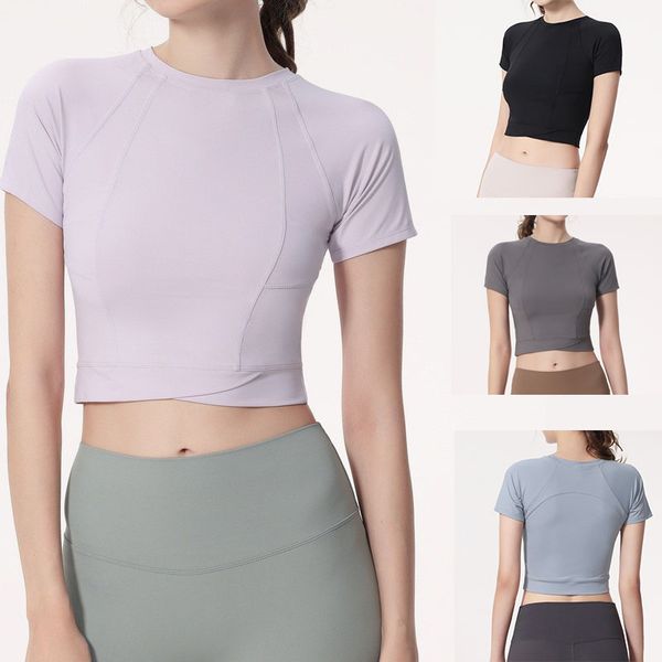 lu summer new women's yoga suit short sleeve fitness sports short tight casual high neck breathable quick drying tank in four colors
lu summer new women's yoga suit short sleeve fitness sports short tight casual high neck breathable quick drying tank in four colors