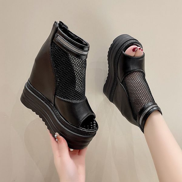 height increasing shoes summer sandal platform s open toe zip roman gothic high wedge heels s 230508, Black;white
height increasing shoes summer sandal platform s open toe zip roman gothic high wedge heels s 230508, Black;white