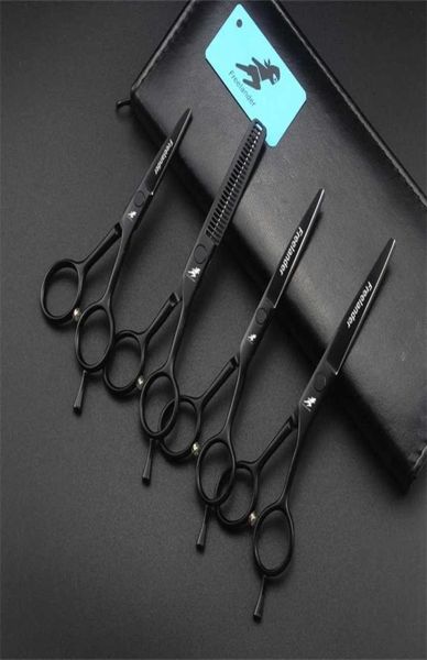 

4quot 5quot 55quot professional hairdressing scissors set stylist flat shears thinning haircut black paint hair scissors 448809130