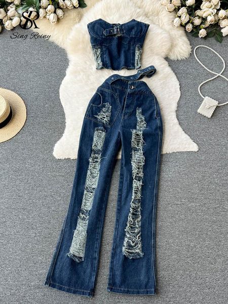 pants singreiny slim retro denim sets women sleeveless straps mini tank wide leg midi long pants 2023 summer two pieces suits, White
pants singreiny slim retro denim sets women sleeveless straps mini tank wide leg midi long pants 2023 summer two pieces suits, White