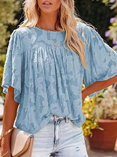 women's blouses casual chiffon flare sleeve womens and round collar 2023 summer women solid loose pullover t-shirt female, White
women's blouses casual chiffon flare sleeve womens and round collar 2023 summer women solid loose pullover t-shirt female, White