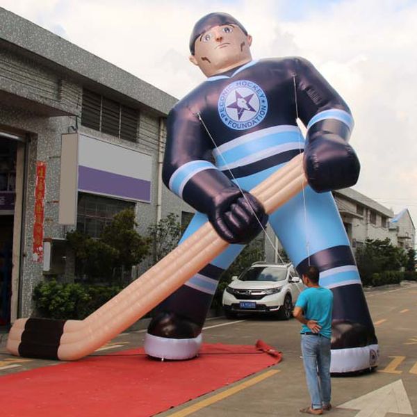 Image of Customized advertising Inflatable hockey player Model Blow Up Sportsman Sculpture For Competition Venue Decoration