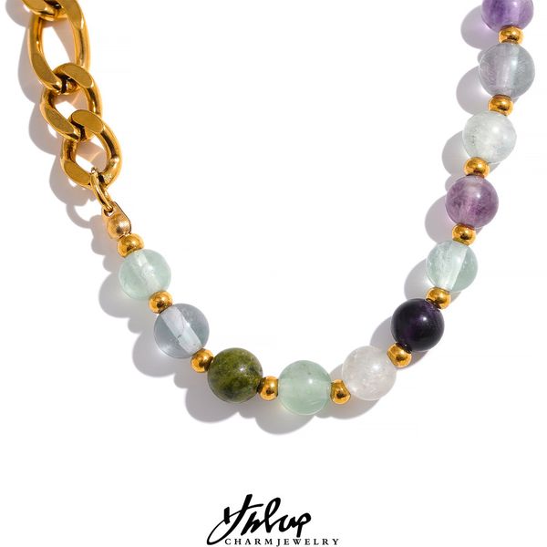 pendant necklaces yhpup waterproof stylish colorful natural stone beads chain stainless steel necklace for women exquisite handmade jewelry, Silver
pendant necklaces yhpup waterproof stylish colorful natural stone beads chain stainless steel necklace for women exquisite handmade jewelry, Silver