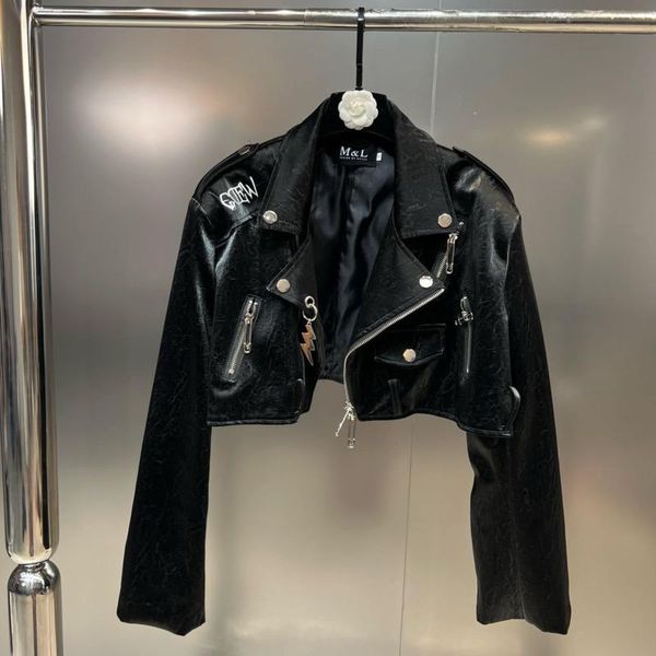 fur prepomp 2022 autumn moto style embroidery letters black bright pu faux leather jacket women coat belt gg192
fur prepomp 2022 autumn moto style embroidery letters black bright pu faux leather jacket women coat belt gg192