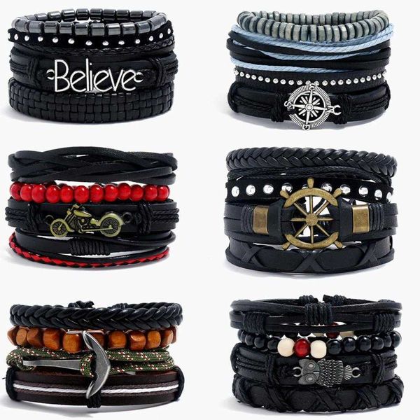 simple retro set bracelet diy braided leather mens and womens multi layer combination accessories, Golden;silver
simple retro set bracelet diy braided leather mens and womens multi layer combination accessories, Golden;silver