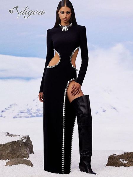 dresses ailigou 2022 fall winter new style women's o neck cutout black beaded long bodyband dress elegant celebrity party dress, Black;gray
dresses ailigou 2022 fall winter new style women's o neck cutout black beaded long bodyband dress elegant celebrity party dress, Black;gray