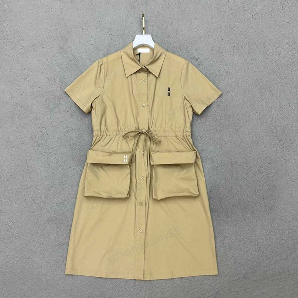 23ss summer dress high-end lapel short-sleeved dresses letter embroidery double organza large pocket design drawstring waist designer dresse, Black;gray
23ss summer dress high-end lapel short-sleeved dresses letter embroidery double organza large pocket design drawstring waist designer dresse, Black;gray