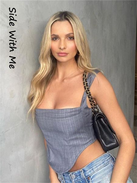 tanks side with me 2022 summer striped women's corset square collar zipper club party woman cropped tank top, Black;white
tanks side with me 2022 summer striped women's corset square collar zipper club party woman cropped tank top, Black;white