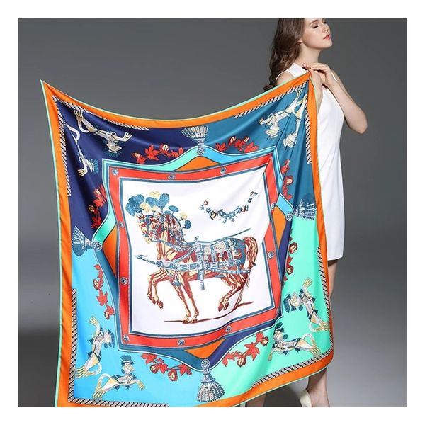 sarongs twill silk scarf women luxury hijab euro brand design foulard fashion square shawls wraps 130cm french horse printed scarves 230509, Blue;gray
sarongs twill silk scarf women luxury hijab euro brand design foulard fashion square shawls wraps 130cm french horse printed scarves 230509, Blue;gray