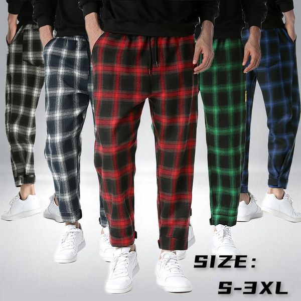 pants fashion men's joggers plaid pants men elastic cropped cotton trousers summer casual streetwear loose short sweatpants, Black
pants fashion men's joggers plaid pants men elastic cropped cotton trousers summer casual streetwear loose short sweatpants, Black