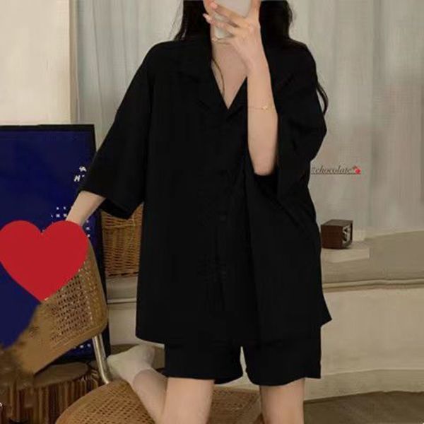 women's sleepwear women pajamas shorts set button korean summer pijama loungewear underwear pyjamas 2 piece night wear 2023 home suit 2, Black;red
women's sleepwear women pajamas shorts set button korean summer pijama loungewear underwear pyjamas 2 piece night wear 2023 home suit 2, Black;red