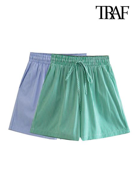 women's shorts traf women fashion side pockets striped shorts vintage high elastic waist with drawstring female short pants mujer 23050, White;black
women's shorts traf women fashion side pockets striped shorts vintage high elastic waist with drawstring female short pants mujer 23050, White;black