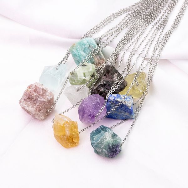 natural raw stone amethyst fluorite pendant irregular citrine pink crystal necklace for women jewelry, Silver
natural raw stone amethyst fluorite pendant irregular citrine pink crystal necklace for women jewelry, Silver