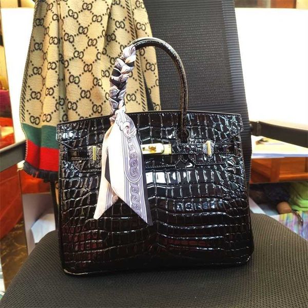 designer bag tote bag handbags crossbody bag french fashion women's bag crocodile pattern leather women's bag new fashion bag wome