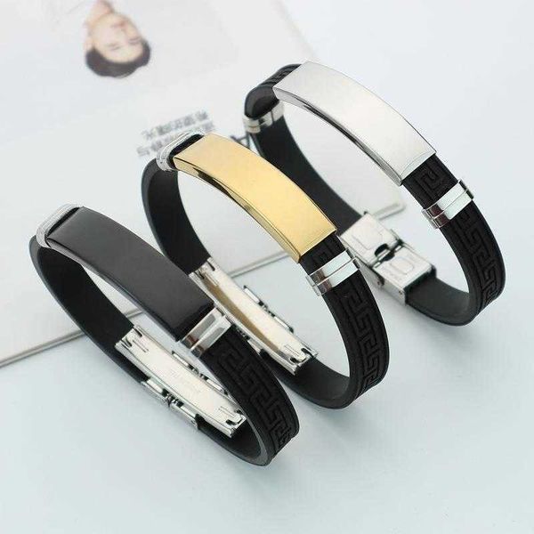 ornament wholesale trendy mens silicone stainless steel bracelet glossy can carve writing titanium sports, Golden;silver
ornament wholesale trendy mens silicone stainless steel bracelet glossy can carve writing titanium sports, Golden;silver